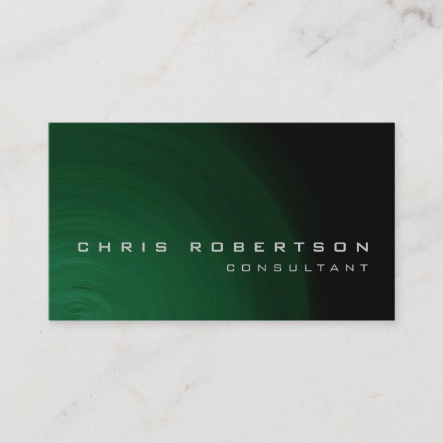 Black Green Abstract Consultant Business Card (Front)