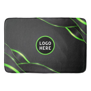 Black & Green Abstract Fluid Design   Add Logo Bath Mat