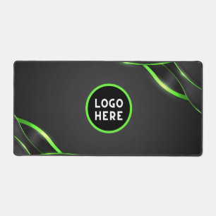 Black & Green Abstract Fluid Design Add Logo Desk Mat
