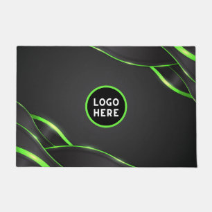 Black & Green Abstract Fluid Design   Add Logo Doormat
