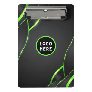 Black & Green Abstract Fluid Design   Add Logo Mini Clipboard