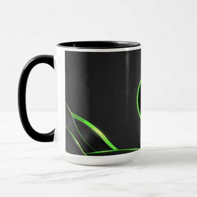 Black & Green Abstract Fluid Design | Add Logo Mug (Left)