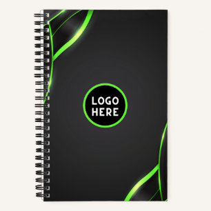 Black & Green Abstract Fluid Design Add Logo Notebook