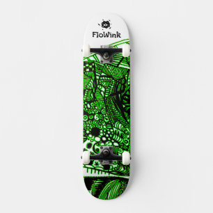Black Green Abstract Skateboard