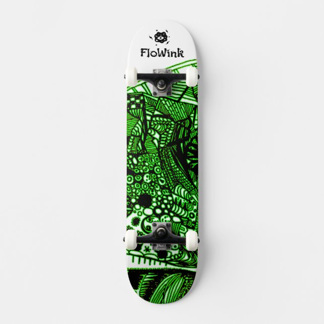 Black Green Abstract Skateboard (Front)