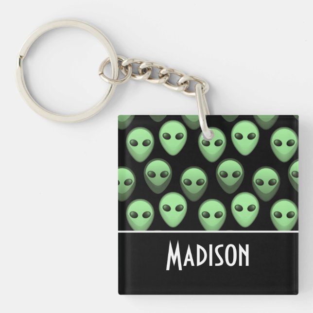 Black & Green Alien Key Ring (Front)