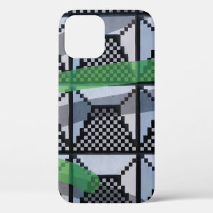 Black, green, and black checked wallpaper iPhone 12 case