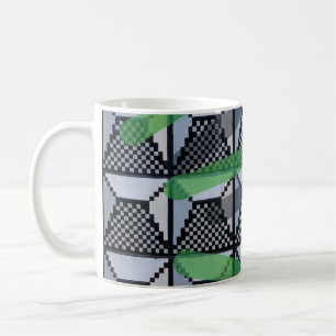 Black, green, and black checked wallpaper coffee mug