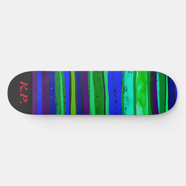 Black, green and blue stripes skateboard (Horz)