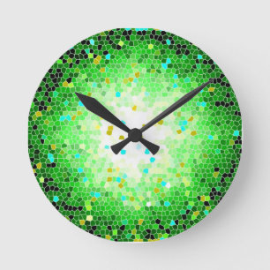 Black Green and Gold Crystal Mosaic Wall Clock