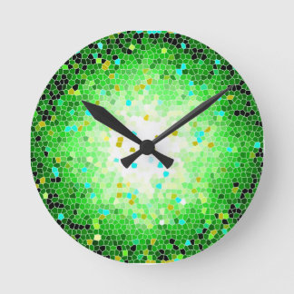 Black Green and Gold Crystal Mosaic Wall Clock
