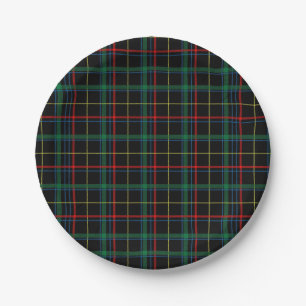 Black, Green and Red Tartan Pattern Paper Plate