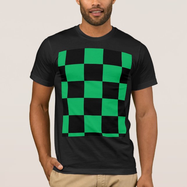 Black & Green Anime Style Pattern Tee (Front)