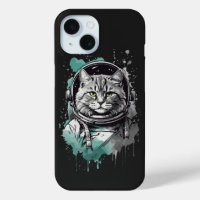 Black Green Astronaut Cat Design