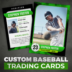 Black Green Baseball Trading Card Baseball Player