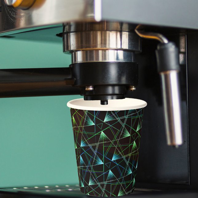 Black Green Blue Pattern Abstract Unique Geometric Paper Cups (Creator Uploaded)