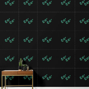 Black Green Botanical Print Leaf Patterns Tropical Wallpaper