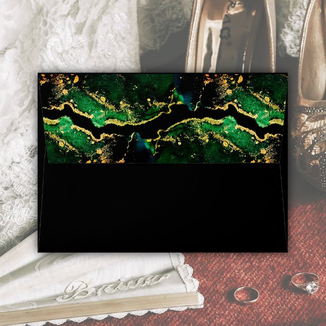 Black Green Bronze Gold Wedding Envelope (Black Green Bronze Gold Wedding Envelope)