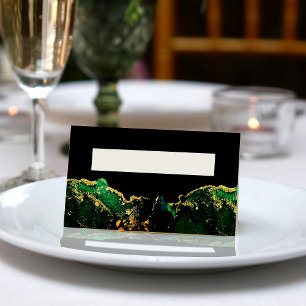 Black Green Bronze Gold Wedding Place Card