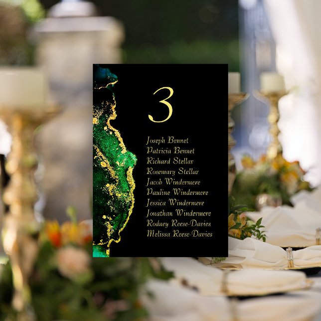 Black Green Bronze Wedding Reception Table Number (Black Green Bronze Wedding Reception Table Number)