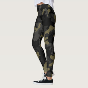 Black Green Camo Urban Cargo Realistic Leggings