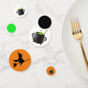 Black Green Cauldron and Witches Table Confetti