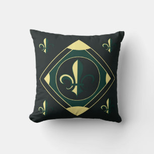 Black Green Classic Reversible Throw Pillow
