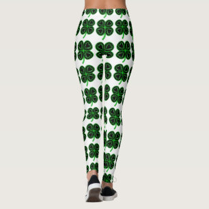 Black Green Clover Heart St Patrick's Day Leggings