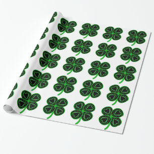 Black Green Clover with Heart St Patrick W paper