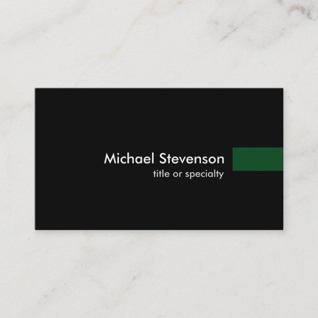 Black Green Consultant Unique Business Card (Front)