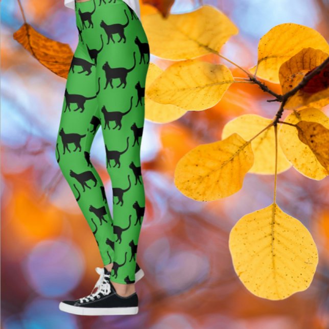 Black Green  Crazy Cat Woman Leggings (Feeling Catty? )