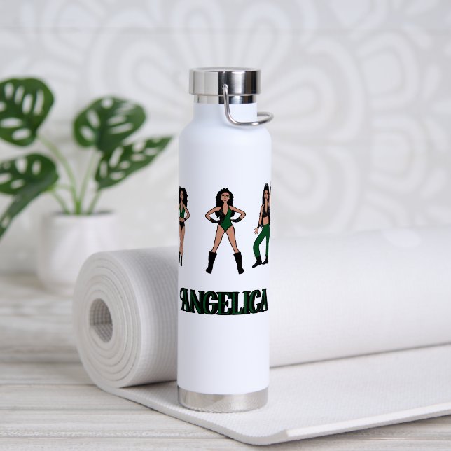 Black Green Dancer #2 Water Bottle (Yoga (Rotated))
