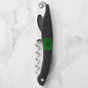Black & green faux leather corkscrew