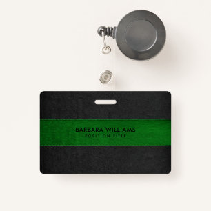Black & Green Faux Leather ID Badge