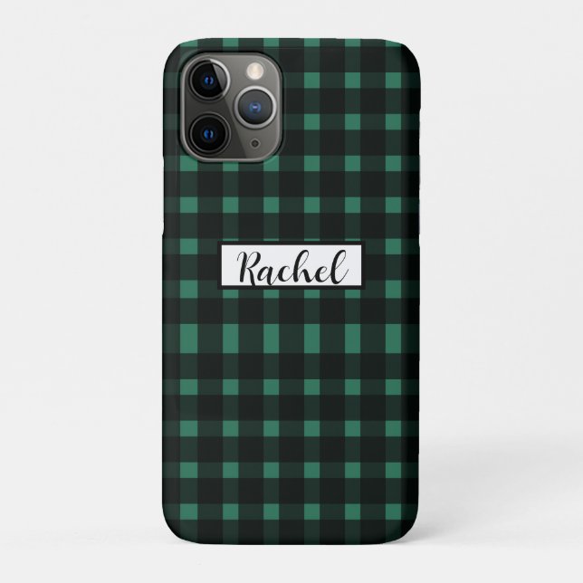 Black Green Gingham Pattern Case-Mate iPhone Case (Back)