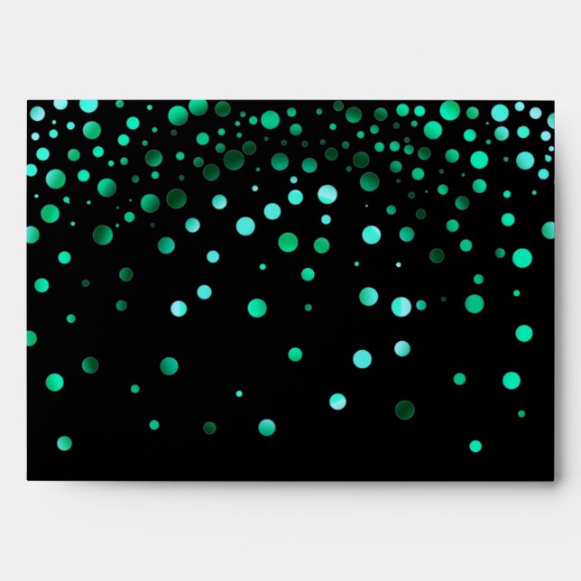 Black & Green Glitter Confetti Sparkles Faux Foil Envelopes (Front)