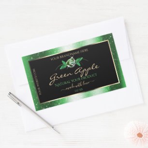 Black Green Glitter Stars Floral Product Labels