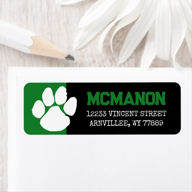 Black & Green Graduation Return Address Labels (Insitu)