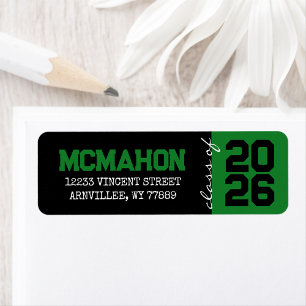 Black & Green Graduation Return Address Labels