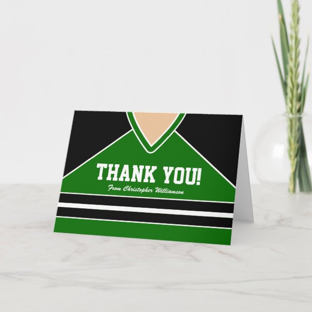 Black/Green Hockey Jersey Thank You (Front)