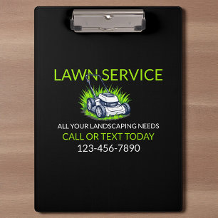 Black Green Lawn Care and Service Professional Clipboard