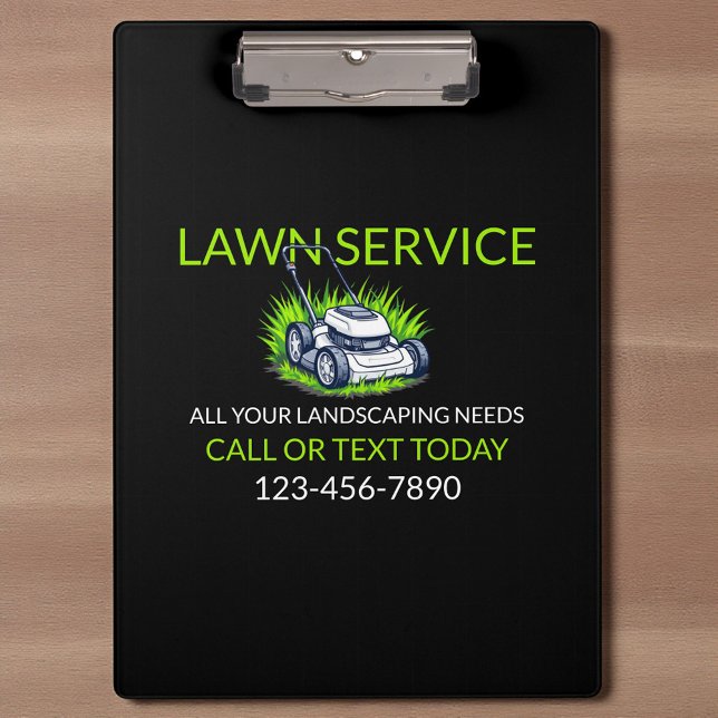 Black Green Lawn Care and Service Professional Clipboard (Creator Uploaded)