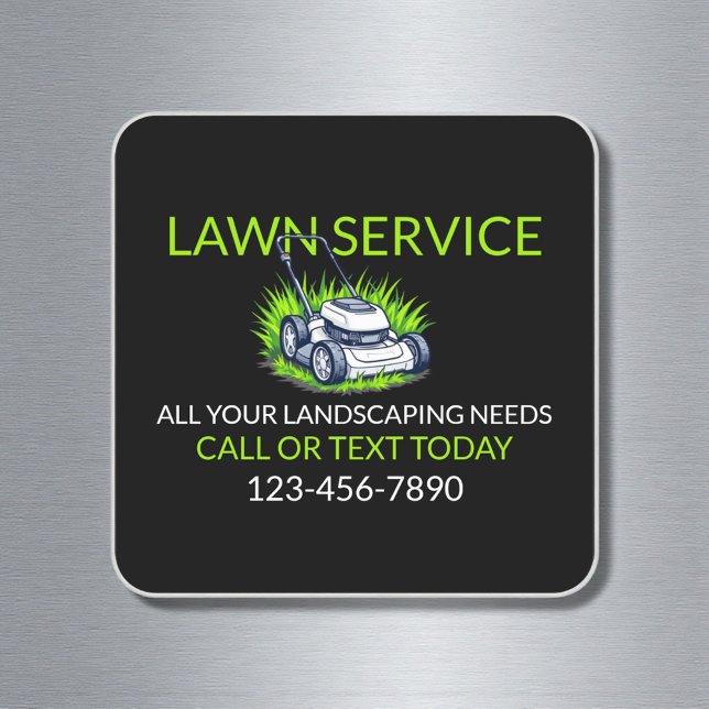 Black Green Lawn Care and Service Professional Square Sticker (Creator Uploaded)