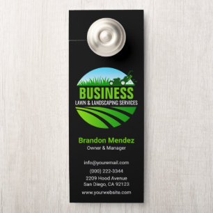 Black Green Lawn Care Landscaping Mowing Service Door Hanger