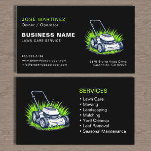 Black Green Lawn Care & Services Professional Business Card