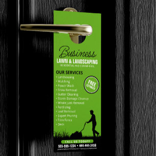 Black Green Lawncare Landscaping Lawn Mowing Door Hanger