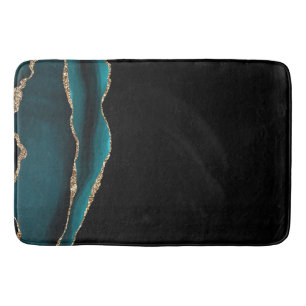 Black Green Marble Gilded Agate Bath Mat