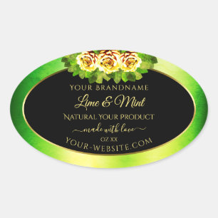 Black Green Marble Product Labels Flowering Roses