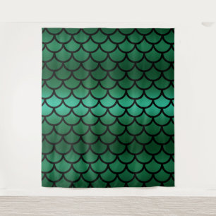 Black & Green Mermaid Photography Backdrop Tapestry