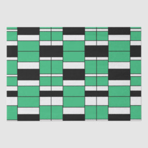 Black Green Mid Century Geometric Pattern Tissue Paper